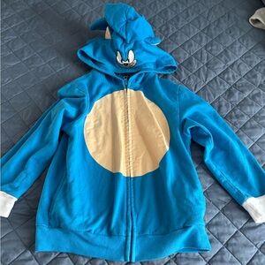 Boys’ Sonic Character Zip-Down Hoodie with Mohawk Effect